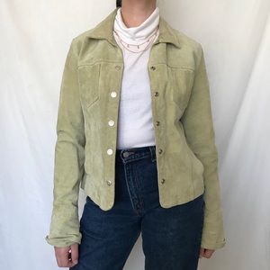 Y2K green suede jacket